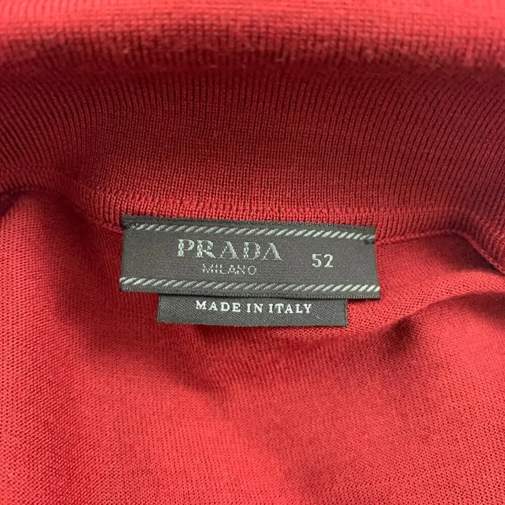PRADA Size L Burgundy Knitted Wool Polo Pullover